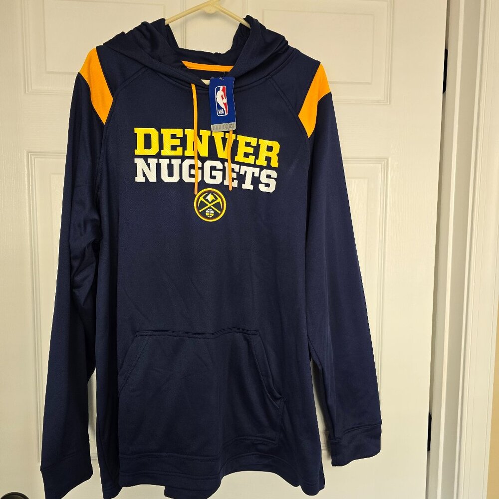 Denver Nuggets Men's NBA Brand Pullover Polyester Hoodie Navy Size 2XL NWT